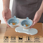 2 Cavity Microwave Egg Cooker, Breakfast Double Row Egg Cooker, Poached Egg Cup Kitchen Cooking Gadgets (Light Blue)