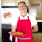 Boxiki Kitchen Non-Stick Silicone 8x8 Square Cake and Brownie Pan with Easy Grip Steel Frame Handles - Easy to Release, Oven & Dishwasher Safe