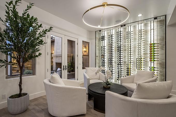 Ultra Wine Racks Floor-to-Ceiling Mount Display (2 Side, Triple Deep, Black, Holds 126 Wine Bottles) - Modern Metal Wine Storage for Wine Cellars, Home Bars, Kitchens, & Dining Rooms