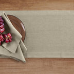 Solino Home Linen Vintage Khaki Table Runner 90 Inches Long - 100% Pure Linen 14 x 90 Inch Table Runner for Summer, Fall, Autumn - Fete