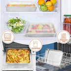 Herogo Baking Pan with Lid, 8 x 10 Inch Nonstick Rectangle Stainless Steel Cake Pan Sheet, Deep Cakes Bakeware with Lid for Brownies Casseroles, Non Toxic & Dishwasher Safe, Set of 2