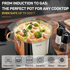 Stock Pot 12 Quart, 18/10 Tri-Ply Stainless Steel All Clad Stock Pot with Lid, Seamless 12 QT Cooking Pot with Copper Handle, Healthy Stockpots, Induction, Gas, Oven and Dishwasher Safe