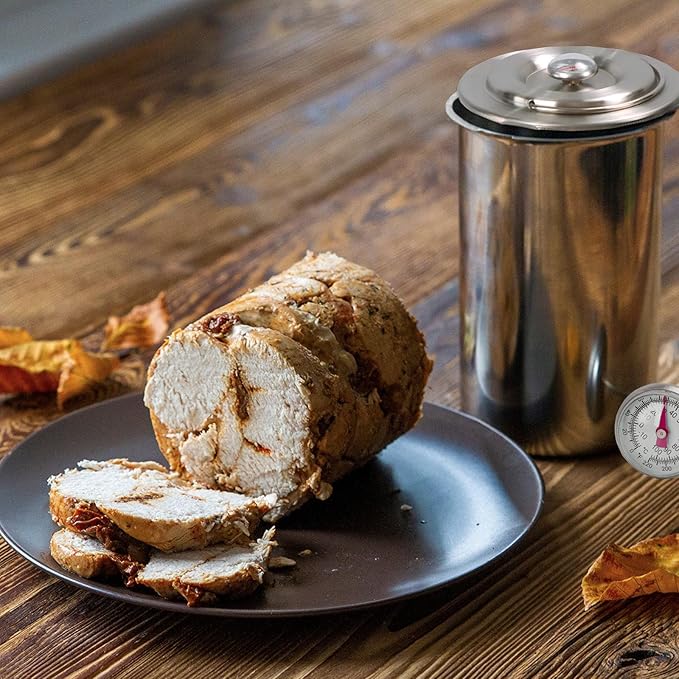 Stainless Steel Ham Maker Meat Press Cooker for Making Healthy Homemade Deli Meat with Thermometer - Kitchen Bacon Pressure Cookers Boiler Pot Pan Stove