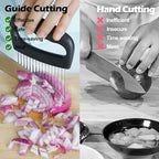 JAYVAR Extra-Large Onion Holder for Slicing, Onion Cutter Vegetable Chopper, Extra-Large Tomato Slicer with 16 Long Needles, Stainless Steel Tomato Potato Slicer, Meat Tenderizer, Food Slicing Guide
