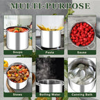 Leonyo Stainless Steel Stock Pot, 24QT Large Pot For Cooking, 18/10 Stockpot with Glass Lid for Stewing Simmering Boiling, Heavy-Duty 3-ply Bottom for All Stoves, Dishwasher Safe & Food Grade Cookware