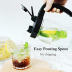 Glass Mason Jars Pitcher Half Gallon With Pour Spout Lid (2 Set) 2 Quart Wide Mouth Fridge Breast Milk Pitcher Airtight Leak Proof 64 oz Jug With Top Flip Cap For Cold Brew Coffee, Iced Tea, Beverage