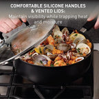 T-fal Ultimate Hard Anodized Nonstick Cookware Set 14 Piece, Oven Broiler Safe 400F, Lid Safe 350F, Kitchen Cooking Set w/Fry Pans, Saucepans, Griddle, Dutch Oven, Pots & Pans, Dishwasher Safe, Black