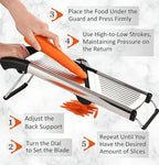 GROA Mandoline Slicer For Kitchen- Mandolin Potato Slicer Onion Slicer Veggie Slicer Tomato Slicer in Kitchen Essentials with Resistant Gloves- Adjustable Stainless Steel Vegetables Slicer Food Slicer