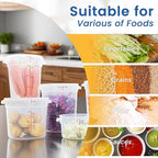 4 Pack 6QT Round Food Storage Containers with Lids, BPA-Free Polypropylene NSF Commercial Food Container, with Labels & Measuring Cup