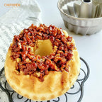 CHEFMADE Tube Cake Pan, 9.5-Inch Non-Stick Pumpkin-Shaped Tube Pan for Oven Baking (Champagne Gold)