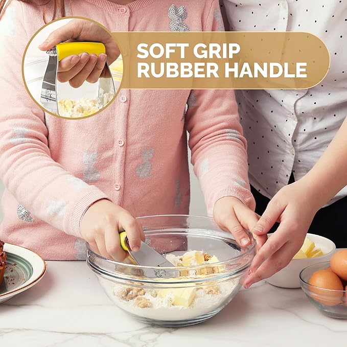 Zulay Kitchen Dough Blender - Stainless Steel Pastry Cutter, Heavy Duty Dough Cutter With Blades, Pastry Blender And Butter Cutter - Pastry Cutter For Baking (Yellow)