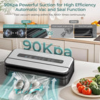 Upgraded Vacuum Sealer for Food, 90kpa 14 in 1 Food Sealer Vacuum Sealer Machine, Easy Lock Handle/Sous Vide Friendly, Liquid/Dry/Moist Food Saver Storage Vacuum Sealers with 2 Roll Bags (25 Max)