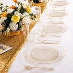 WDF 120PCS Gold Plastic Plates- Disposable Gold Glitter Plates, Premium Heavy Duty 60-10.25" Dinner Plate and 60-7.5" Salad Plate for Thanksgiving Parties &Wedding