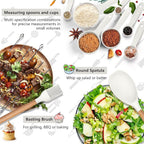 HaWare Kitchen Cooking Utensils Set, 23-Piece Silicone Kitchen Utensils Spatula Set with Holder, Heat Resistant Wooden Handle Kitchen Gadget for Nonstick Cookware, Food-grade Turner Spoon Sets (White)