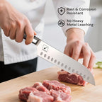 imarku Japanese Chef Knife, Ultra Sharp Santoku Knife 7 Inch, Professional Grade Powder Steel Forged Kitchen Knife, Pakka Wood Ergonomic handle, Gifts for Women and Men