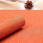 Myir JUN Placemats Set of 6, Vinyl Woven Placemats Place Mats Indoor Washable Table Mats Non-Slip Place mats for Dining Table (Orange, Set of 6)