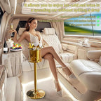 Royal Ice Bucket with Stand, Gold Ice Bucket,Stainless Steel Light-Luxury Standing Wine Bucket,Crown Design with 8 Steel Balls for Champagne, Wine,Family Gatherings,High-end Banquets,7L