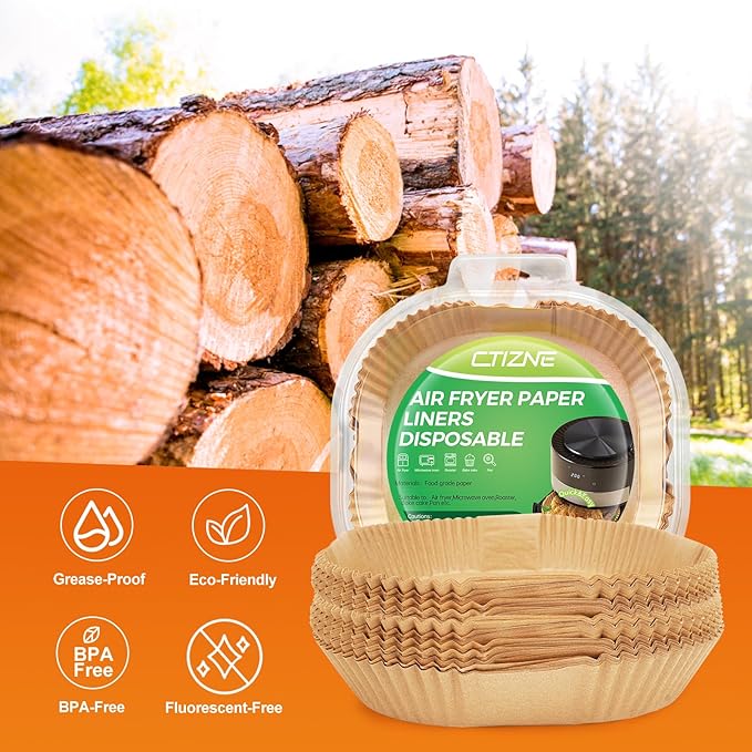 Ctizne Air Fryer Liners Disposable: 200PCS 8 Inch Square Parchment Paper Liner, Non-stick Oilproof Baking Paper Sheets for 5-8 QT Airfryer Basket