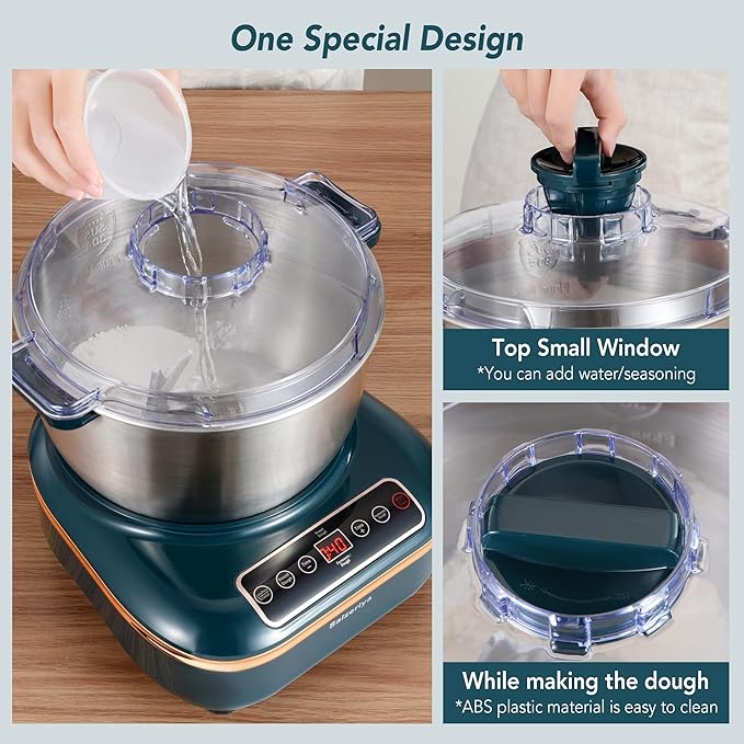 Electric Dough Maker with Ferment Function, 5L(4.5QT) Dough Mixer Machine with Stainless Steel Bowl, Flour Kneading Machine for Pizza Bread,onion green