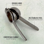 Zulay Kitchen Lemon Squeezer Stainless Steel - Premium Quality, Heavy Duty Solid Metal Squeezer Bowl - Large Manual Citrus Press Juicer and Lime Squeezer Stainless Steel - Black