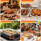 Aluminum Foil Pans with Lids 9x13 Disposable – Half Size Aluminum Foil Heavy Duty deep Turkey Roasting Pan, Tin foil Sheets Tray Chafing for Cooking, Baking, Storing, Food Prepping, 25 Pack