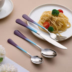 20-Piece Blue and Purple Silverware Set for 4, 18/0 Stainless Steel Flatware Cutlery Utensils Set, Includes Dinner Knives, Forks, Spoons, Salad Forks, Teaspoons, Dishwasher Safe
