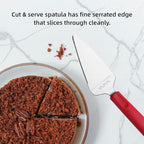 Professional Stainless Steel Pie Spatula Server - 2-Pack Red Cake Cutter & Pizza, Dessert Serving Knife Set - Dishwasher Safe Kitchen Tool