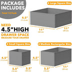SpaceAid Drawer Organizer Clothes, 12 Pack Dresser Organizer Bins for Nursery, Closet Organization and Storage Dividers for Clothing, Baby Clothes, Underwears, Socks (Grey)