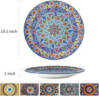 glowworm Dinner Plates, 10.5 Inch Ceramic Plates Set of 6 for Steak, Snacks, Pizza, Cake, Colorful Serving Dishes for Kitchen, Microwave, Oven & Dishwasher Safe, Bohemian
