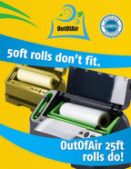 8" x 25' Rolls (Fits Inside Machine) - BULK 8 Pack (200 ft total) OutOfAir Vacuum Sealer Rolls Works With FoodSaver & Other Machines, 33% Thicker BPA Free Sous Vide Commercial Grade Bags