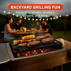 Bruntmor 2-in-1 Reversible Grill Plate - Pre-Seasoned Cast Iron Griddle Pan for Gas Stovetop, Oven, or Open Fire - 17x10-Inch Rectangular Double Sided Flat Pan for Camping, Roasting, and Grilling