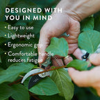 Modern Sprout Hand Pruners - Lightweight Pruning Shears W/Easy Lock- Gardening Scissors - Bypass Sharp Carbon Steel Blade - Rust Resistant - Garden Tools - Reusable Holster - Lavender