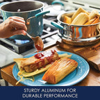 Rachael Ray Cucina Hard Porcelain Enamel Nonstick Multi-Pot / Steamer Set, 3-Quart, Agave Blue - 16799