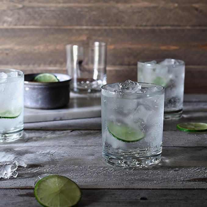Libbey Chatham Rocks Glasses Set, Unique Glassware Drinking Glasses Set of 8, Ridged Bottom, Dishwasher Safe Glasses for Dinner Parties and More