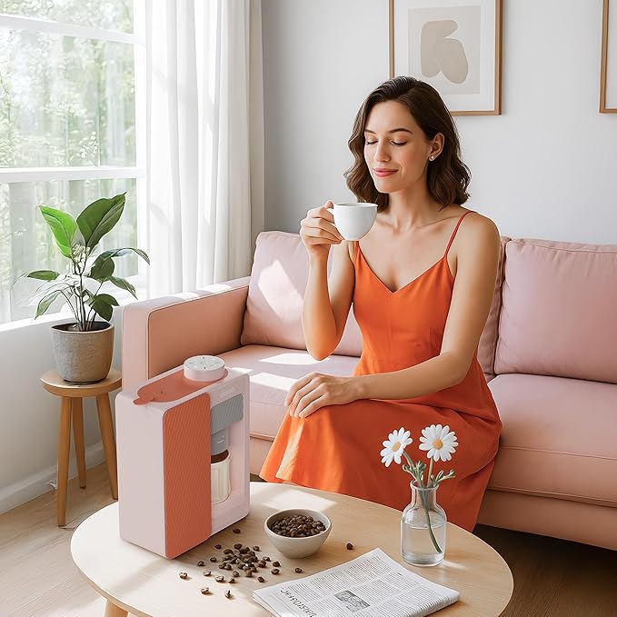 CIARRA Bloombox Compact Single Serve Coffee Maker, 15 Bar Rich Flavor Brew Espresso Coffee Machine for Travel Camping RV Office Home, Easy to use, 6.1oz Stainless Steel Water Tank