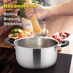 E-far 3 Quart Stock Pot, Stainless Steel Metal Soup Pot with Glass Lid for Cooking, Healthy & Rust Free, Heavy Duty & Dishwasher Safe