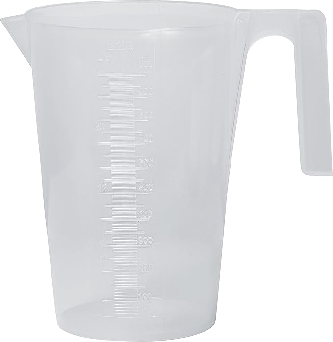 SP Bel-Art Tall Form 1000ml Polypropylene Graduated Pitcher, 10ml, Chemical-Resistant Measure Pitcher, Heat-Resistant to 121°C, Durable Shatterproof Design for Lab, Kitchen, and Industrial Use