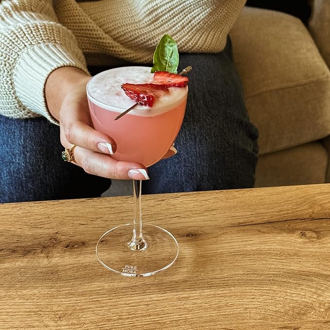 MORA Pure Nick and Nora Glasses, Set of 4-6oz - Smaller Cocktail Glass for Bijou, Old Pal, Aperitifs, Negroni, Vermouth, Wine, etc. Hand Blown Premium Crystal - Classic Bartender Mixology Glassware