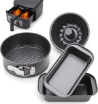 CARTMAN 4-Piece Air Fryer Bakeware Set, Non-Stick Carbon Steel Mini Springform, Bundt Cake Pan, 2 Loaf Pans, Fits Ninja, Chefman, Cosori, Instant Pot, Non-Toxic with Online Recipe Guide
