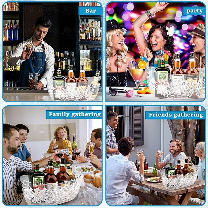 2Pcs Clear Ice Buckets for Parties, 5.5L Acrylic Champagne Bucket with Scoop, Mimosa Bar Supplies, Plastic Tub for Drinks, Cocktail Bar, Wine, Beer, Soda,Beverage,Cooler