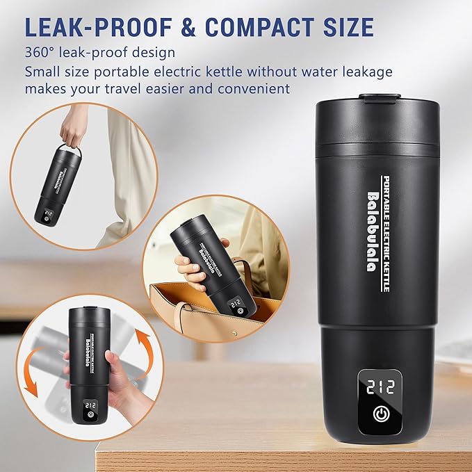 Travel Electric Kettle, Balabulala Portable Water Boiler with 6 Variable Presets,Small Electric Kettle with Keep Warm Temperature Controls & Boil Dry Protection, 17oz