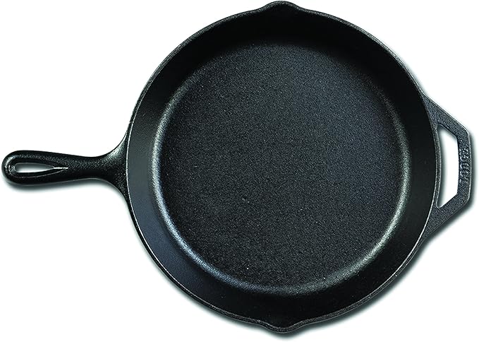 Lodge 12 Inch Cast Iron Pre-Seasoned Skillet – Signature Teardrop Handle - Use in the Oven, on the Stove, on the Grill, or Over a Campfire - Black