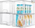 Vtopmart 4Pack Large Stackable Kitchen Pantry Storage Drawers, Clear Organizer Bins with Handles, Acrylic Drawer Organizers for Kitchen Pantry, Bathroom Undersink, Cabinet Organization and Storage