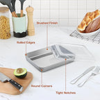 Baking Pan Set, 9¼ x 7⅛ x 2 Inch Small Rectangle Sheet Cake Pan with Lid, Stainless Steel Bakeware for Lasagna Brownie Casseroles