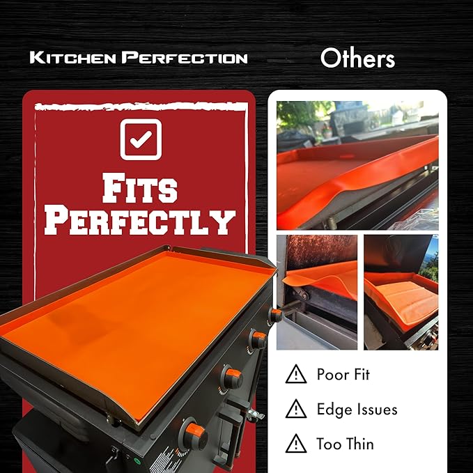 KITCHEN PERFECTION 28" Premium Silicone Griddle Cover Mat for Blackstone Griddle 28 Inch - Hermetic Protection from Rust & Debris All Year, Fits All Blackstone 28 Inch Models - Food Grade Silicone