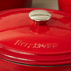 BergHOFF 10Pc Neo Enameled Cast Iron Cookware Set, Matching Lid, Oven Safe Up To 400°F, Red