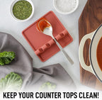 Zulay Kitchen Silicone Utensil Rest with Drip Pad for Multiple Utensils - BPA-Free, Heat-Resistant Spoon Rest & Spoon Holder for Stove Top - Kitchen Utensil Holder for Ladles & Tongs - Canyon Rose