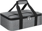 Insulated Casserole Carrier, Portable Casserole Carrier for Hot or Cold Food Lunch Tote Warmer or Cooler Bag, Lasagna Lunch Bag for Potluck Parties- Fits 9" x 13" Baking Dish-Charcoal Grey