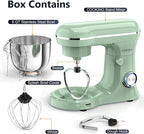 Electric Stand Mixer,10 Speeds Tilt-Head Food Mixer, 3-IN-1 Kitchen Mixer for Daily Cooks with Dishwasher-Safe 6QT Bowl,Dough Hook, Beater, Whisk (Agave Green)