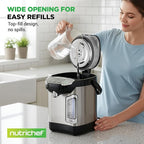 NutriChef Electric Water Boiler and Warmer - 3L/3.17 Qt Stainless Steel Electric Hot Water Dispenser w/Rotating Base, Auto Shut Off, Safety Lock, Instant Heating for Coffee & Tea (NCHUB13)